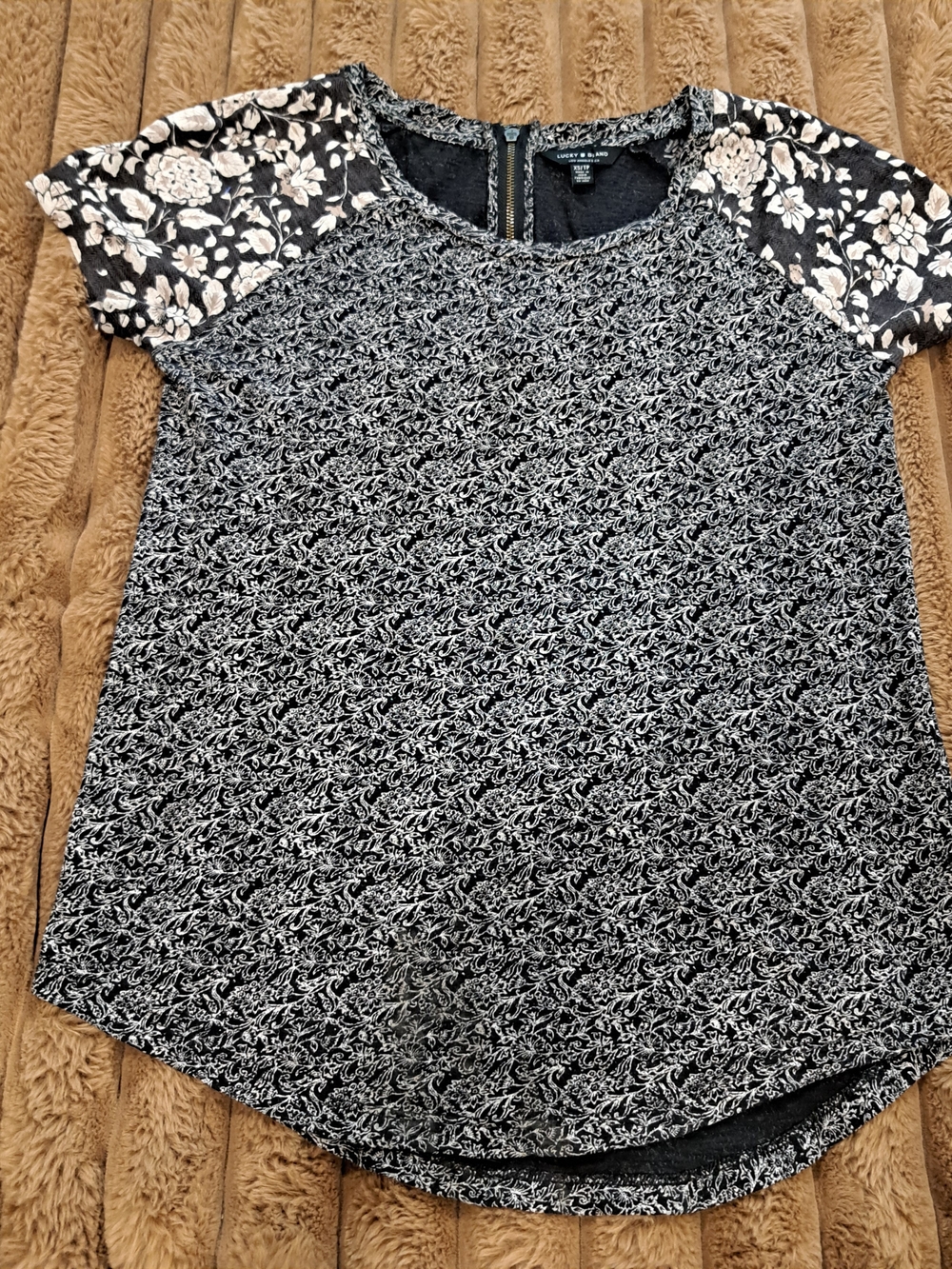 Lucky Brand Women’s Top XS Blouse Paisley Short Sleeves Cotton/Modal